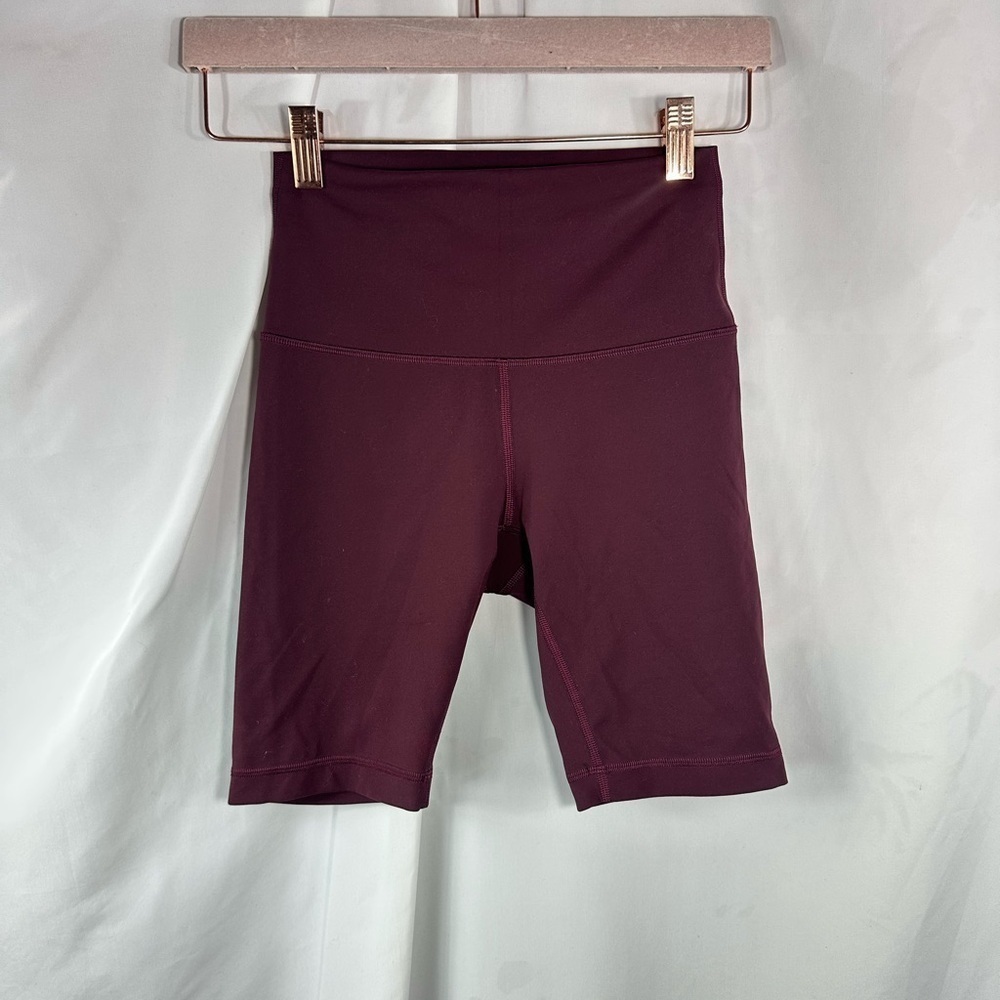 Lululemon wunder train high rise shorts in burgundy size 4